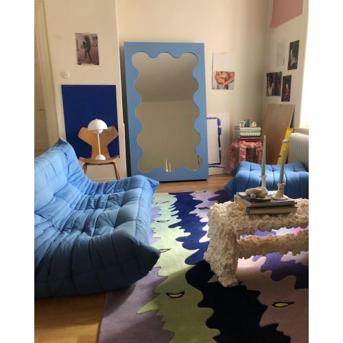 Full Length Art Decor Wavy Wood Framed Mirror