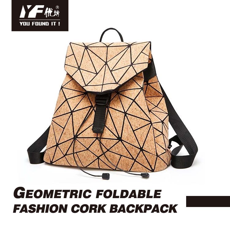 Mochila plegable geométrica para portátil de corcho de moda