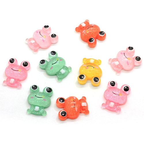 Kawaii Jelly Color Frog Flat Back Resin Decoration Artificial Animal Diy Deco Children Scrapbook Making Parts Home Wall Ornament