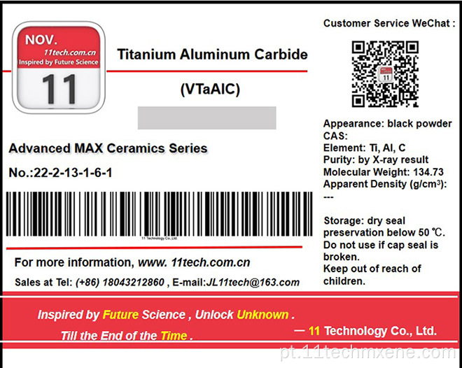 Transição carbonetos de metal vtaalc pó preto