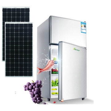 Affordable 12V DC Solar-Powered Mini Refrigerator with Freezer - Dual Doors and Vertical Design
