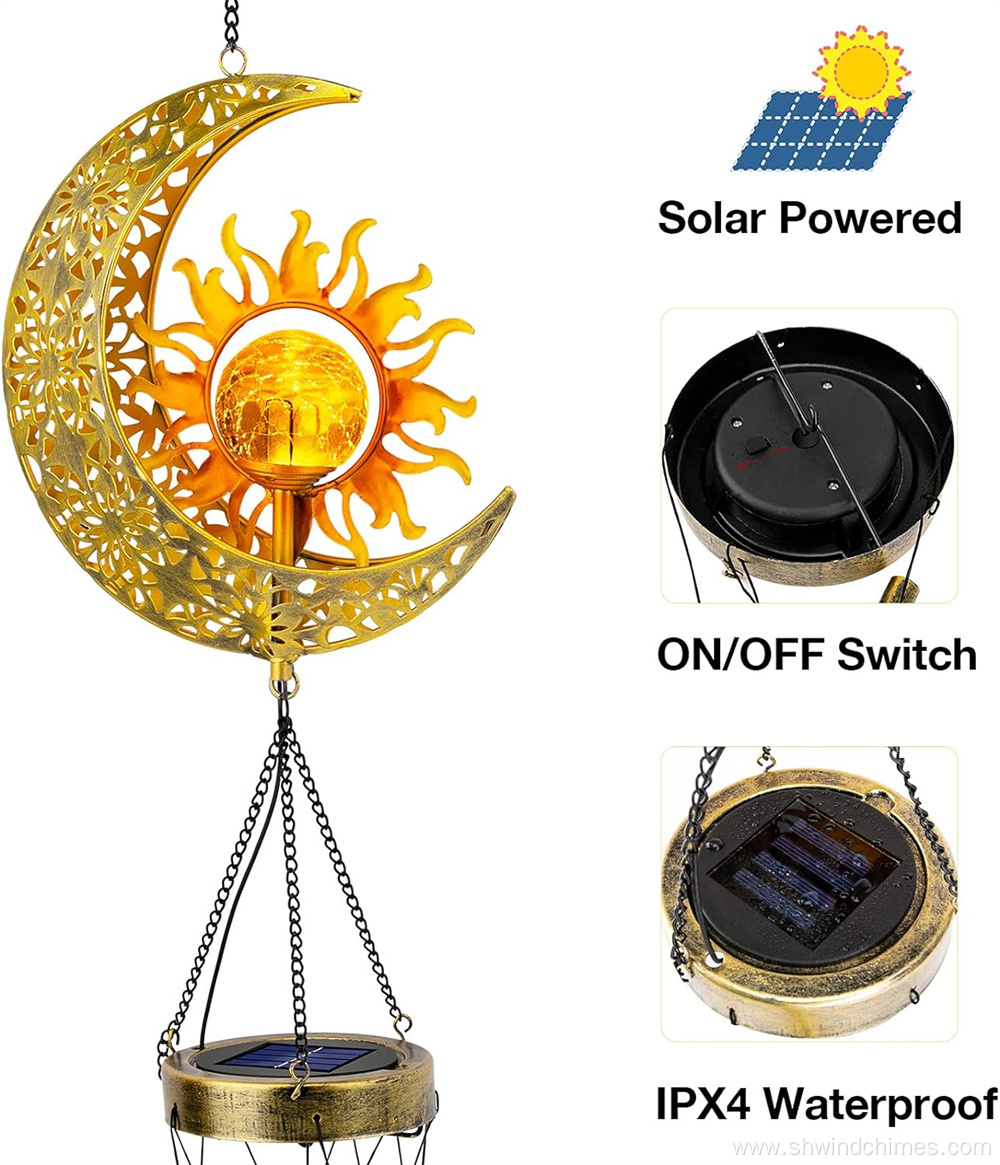Sun Moon Solar Powered Wind Chimes - Perfect Gift for Mom