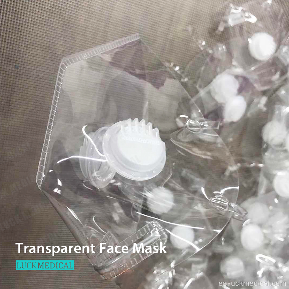 Máscara de plástico transparente con válvulas dobles
