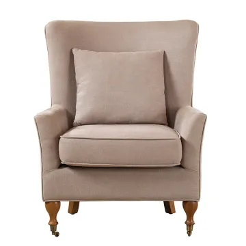 Mid Century Modern Solid Fabric Leisure Armed Accent Chair with Casters