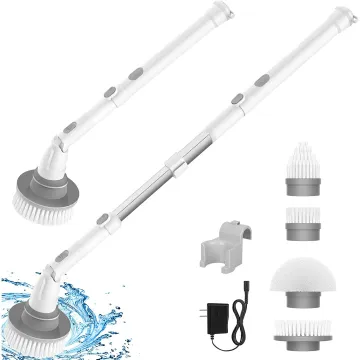 Versatile Cordless Cleaning Brush: 4 Reusable Heads, Adjustable Extension for Comprehensive Home Cleaning