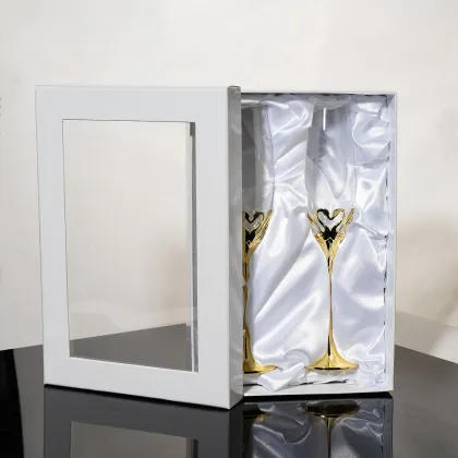 Swan Shape Crystal Glass Champagne Flute - Gold Silver, Lead Free Wedding Glass