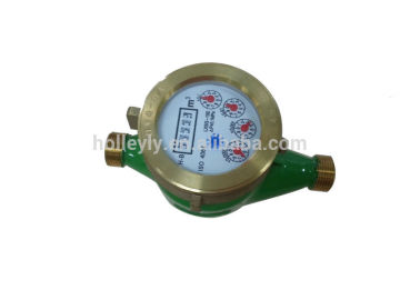 Dry dial brass body water meter