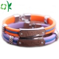 Unique Top-grade Layer Silicone Wristbands Alloy Steel