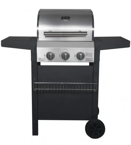 Outdoor 3 Burner Gas Grill with Folding Table