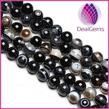 Natural 10mm black sky eye agate gemstone round beads