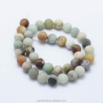 Shop Pandahall 8mm Frosted Round Natural Flower Amazonite Beads Online