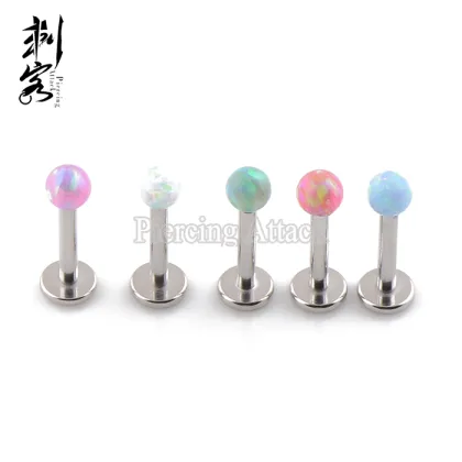 316L Surgical Steel Labret with Opal Ball Body Piercing Opal Jewelry