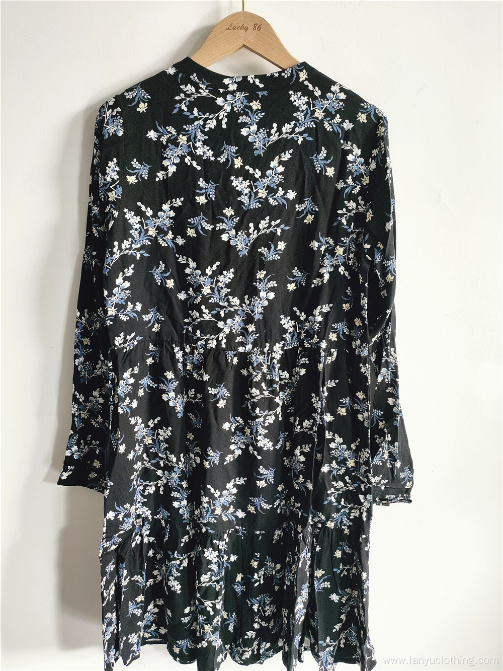 Women's Floral Printed Dress With Lantern Sleeves