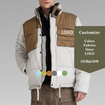 High-Quality OEM&ODM Men's Loose Winter Puffer Jacket with Seam Patchwork and Pockets