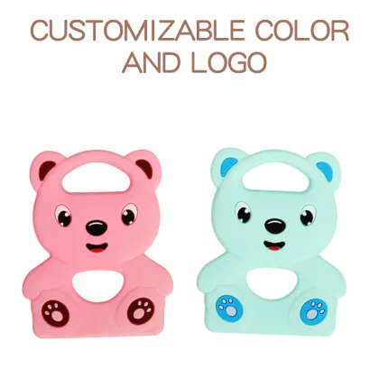 100% Food Grade Silicone Baby Teether: Cute Bear Shape for Sensory Relief and Grinding Teeth Pain