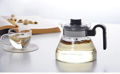 pyrex glass cooking pot , coffee pot with handle, Eco-friendly and Human-friendly water pot
