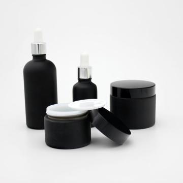 Black Cosmetic Glass Bottle Set