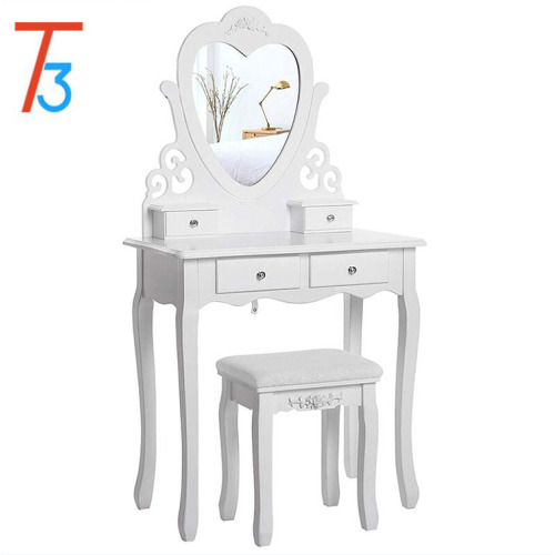 Heart Mirror Dressing Table With Stool Dressing Table With Stool And Heart Shape Mirror Manufactory