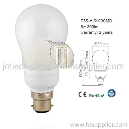 B22 P55 Light Led Bulbs 5w 390lm Milk 