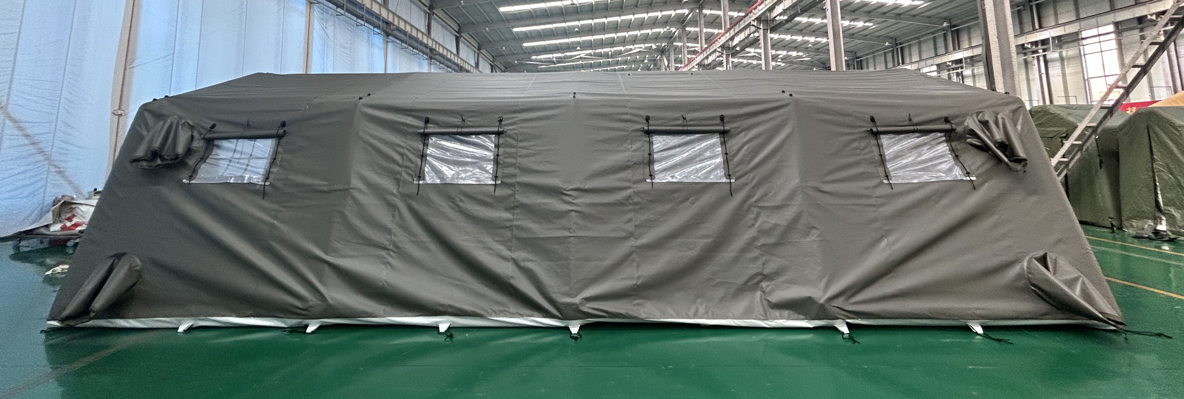 olive green inflatable tent window