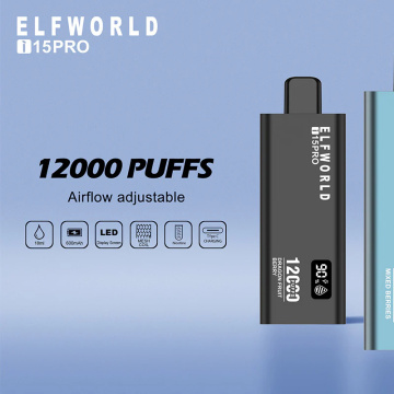 elfworld i15pro 12k 퍼프 퍼즈 vape 공기 흐름 조절 가능