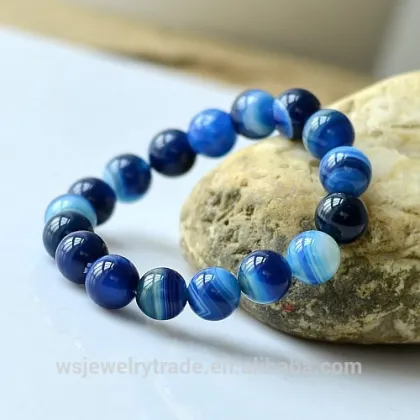 Agate Bracelet 6-12mm natural Aquamarine Bracelet Blue sky jewelry stone bracelet