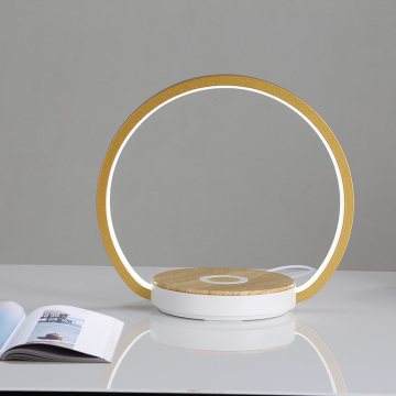 円筒形のワイヤレス充電器を備えたモダンLEDスタディテーブルランプ-Gold