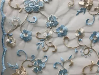 Floral Mesh Embroidery Scallop edge Fabric