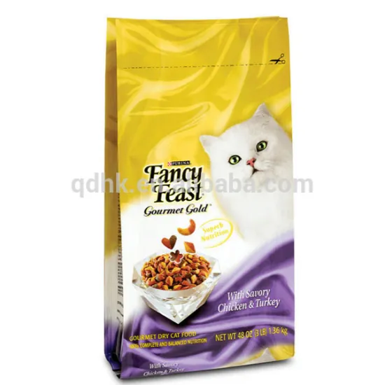 Cat food stand up packaging bag
