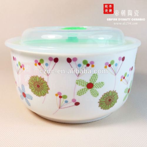 microwave safe fashion air tight seal ceramic soup bowl with lid