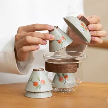 Simple Travel Tea Pot with Matching Cups