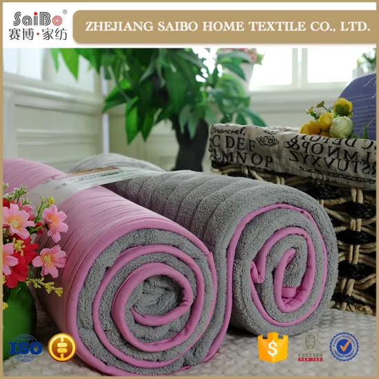 Plain pink coral piping edge blanket