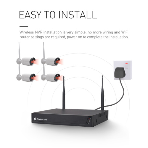 Sistema de segurança doméstica 4CH Kit de câmera NVR sem fio
