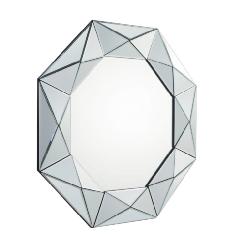 Miroir hexagonal avec bords décoratifs pour l'entrée