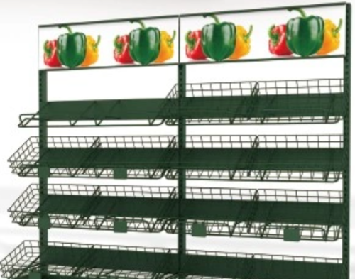 Scaffale di frutta e verdura nel centro commerciale