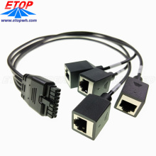 Overmolded Power Micro-fit connectors 4in rj45 jack