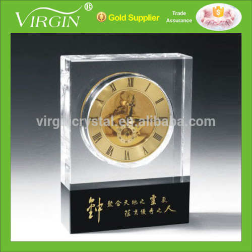 Nice Clear And Black K9 Crystal Rectangle Shape Crystal Mechanical Clock For Home Decor