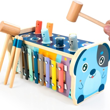 Hot Selling 4-in-1 Educational Toys: Wooden Hammer, Dog Xylophone, Knocking Mouse, and Musical Set for Kids