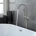 Brass Brushed Nickel Self Standing Tub Faucet Filler