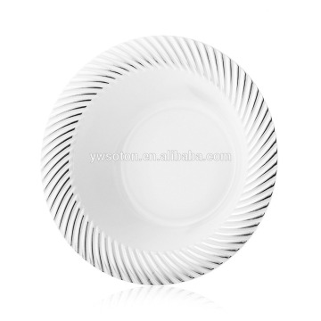 White Soup Bowls With Silver Swirl Plastic Bowl
