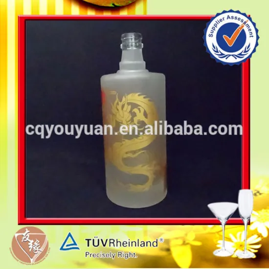 Gold dragon decal 500ml wholesale glass bottle
