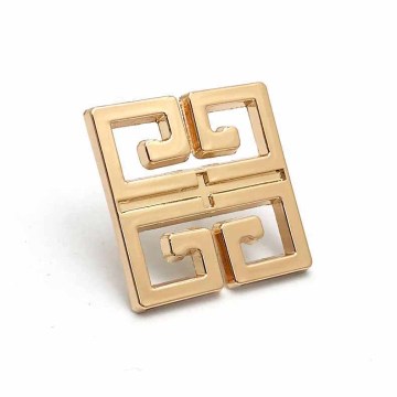 Custom Square Zinc Alloy Gold Finish Bag Twist Turn Lock Accessories Hardware - Elegant Design
