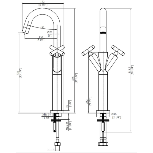 Modern Deck Mount Basin Mixer Tap Double Handle Raised Basin Faucet Supplier