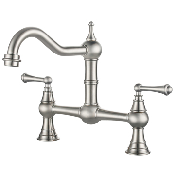 Victorian Vintage Bridge Kitchen Faucet - Brass Antique 2 Handle Farmhouse Sink Faucet