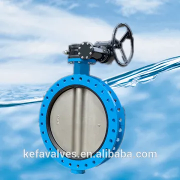 Wafer U type flanged butterfly Valve gear operated