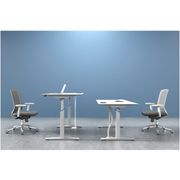 White Double Motor Electric Lift Table for Office