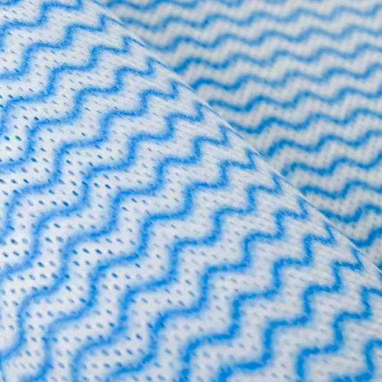 Blue wave printed biodegradable fabric as kitchen rag