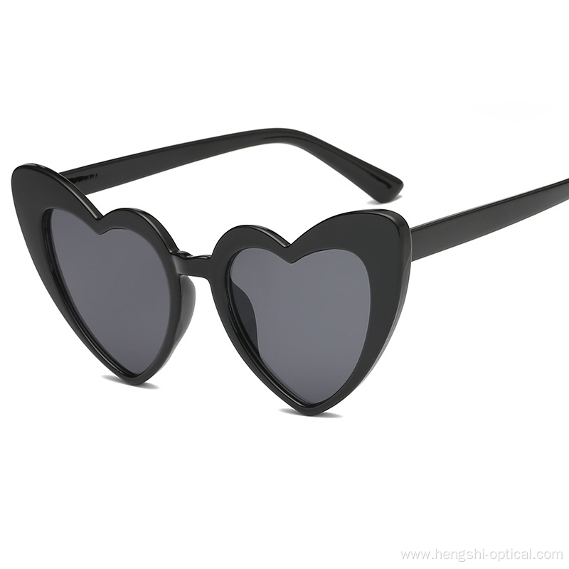 Custom Logo Sunny Plastic Vintage Women Cat Eye Eyewear Heart Shape Frame Sunglasses