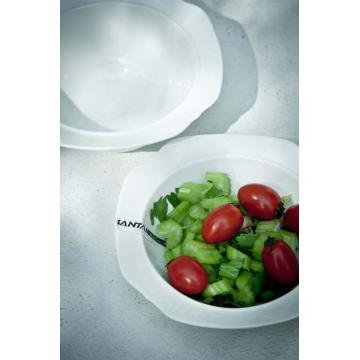 New Design, Round Shape , Flower Rim , White Porcelain Salad Bowl