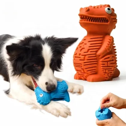 Indestructible Tough Fetch Dog Chew Toys: Durable Rubber Dinosaur Teething Treat Dispensing Puzzle Dog Toy